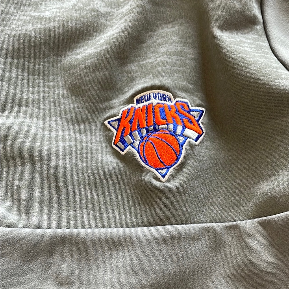 NY Knicks Adidas Gray Lightweight Shirt Jacket with Mock Neck